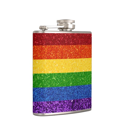 LGBT-Glitzer-Regenbogenfarben Flachmann (Rechts)
