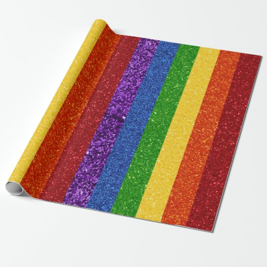 LGBT-Glitzer-Regenbogenfarben Geschenkpapier (Ungerollt)