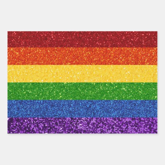 LGBT-Glitzer-Regenbogenfarben Geschenkpapier Set (Vorderseite 3)