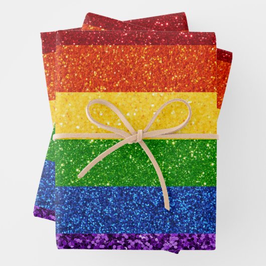 LGBT-Glitzer-Regenbogenfarben Geschenkpapier Set (Beispiel)