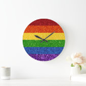 LGBT-Glitzer-Regenbogenfarben Große Wanduhr (Zuhause)