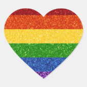 LGBT-Glitzer-Regenbogenfarben Herz-Aufkleber (Vorderseite)