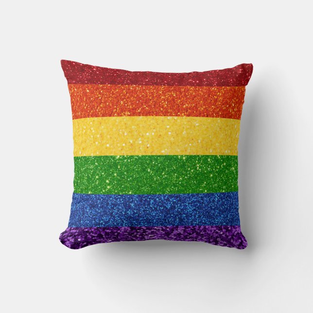 LGBT-Glitzer-Regenbogenfarben Kissen (Vorderseite)