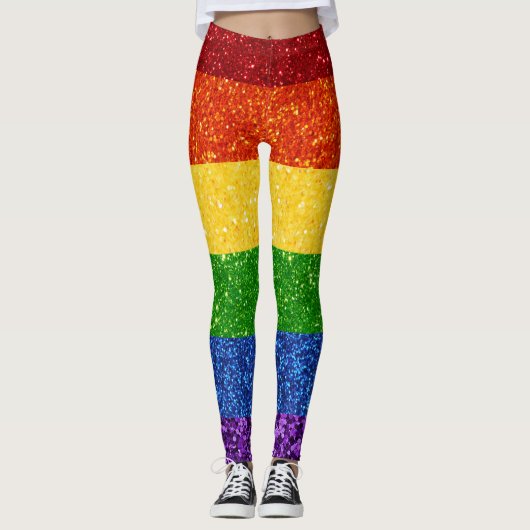 LGBT-Glitzer-Regenbogenfarben Leggings (Vorderseite)