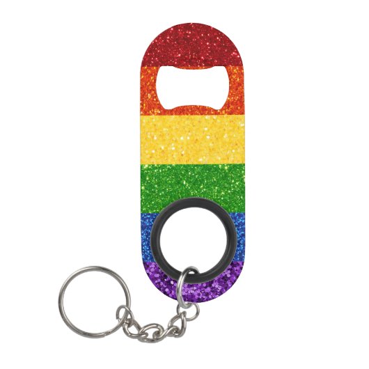 LGBT-Glitzer-Regenbogenfarben Mini Flaschenöffner (Vorderseite)