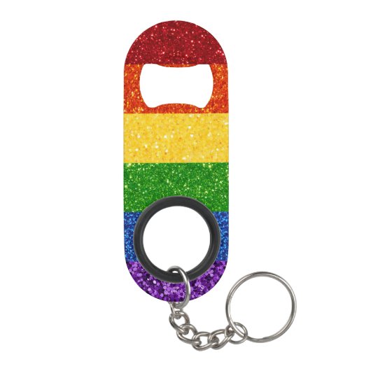 LGBT-Glitzer-Regenbogenfarben Mini Flaschenöffner (Rückseite)