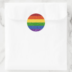 LGBT-Glitzer-Regenbogenfarben Runder Aufkleber