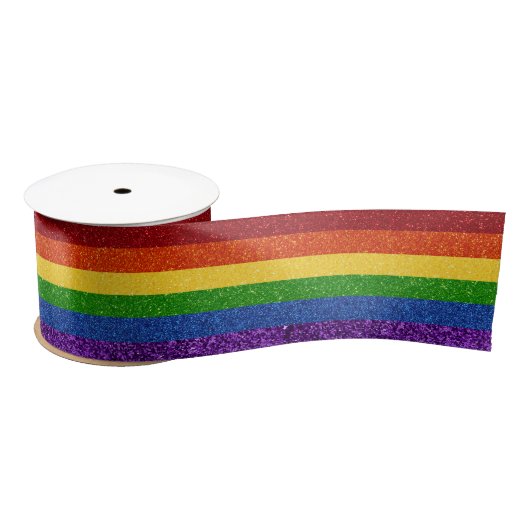 LGBT-Glitzer-Regenbogenfarben Satinband (Spule)