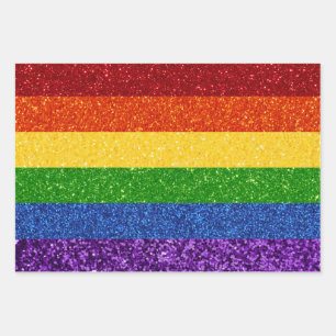 LGBT-Glitzer-Regenbogenflagge Geschenkpapier Set