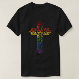 LGBT-Glitzer-Regenbogenkreuz T-Shirt