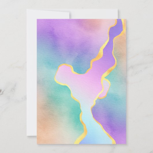 LGBT Gold & Rainbow Watercolor Einladung (Rückseite)