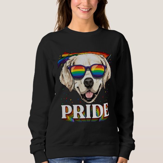 LGBT Golden Retriever Gay Pride Rainbow Flag Sungl Sweatshirt (Vorderseite)