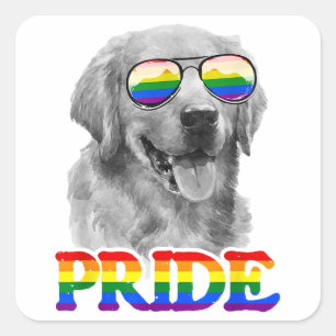 LGBT Golden Retriever Gay Pride Regenbogenflagge L Quadratischer Aufkleber
