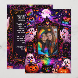 🎃🌈 LGBT Halloween Individuelle Fotogrußkarte Einladung