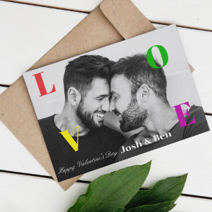 LGBT Happy Valentine's Day Custom Foto Monogram Feiertagskarte