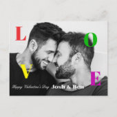 LGBT Happy Valentine's Day Custom Foto Monogram Postkarte (Vorderseite)