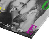 LGBT Happy Valentine's Day Custom Foto Monogram Schneidebrett (Ecke)