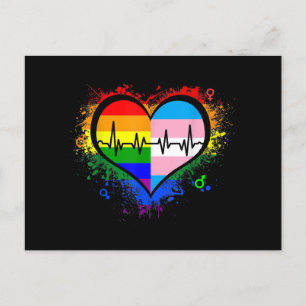 LGBT Heartbeat EKG Shirt Gay Lesbian Transgender L Feiertagspostkarte