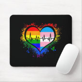 LGBT Heartbeat EKG Shirt Gay Lesbian Transgender L Mousepad (Mit Mouse)