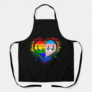 LGBT Heartbeat EKG Shirt Gay Lesbian Transgender L Schürze