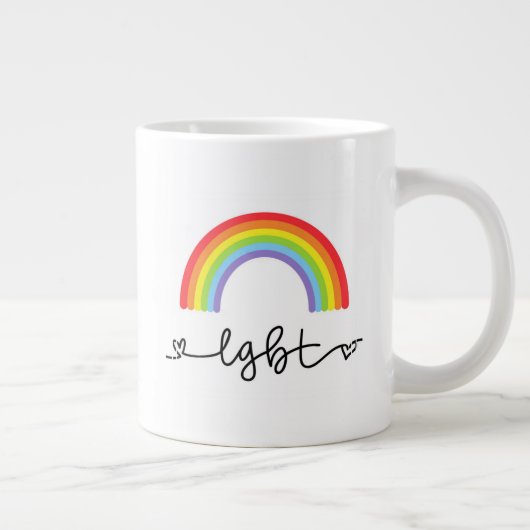 LGBT-Herzen und Regenbogen Jumbo-Tasse (Rechts)