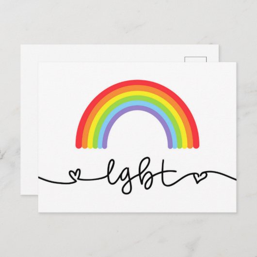 LGBT-Herzen und -Regenbogen Postkarte (Vorne/Hinten)