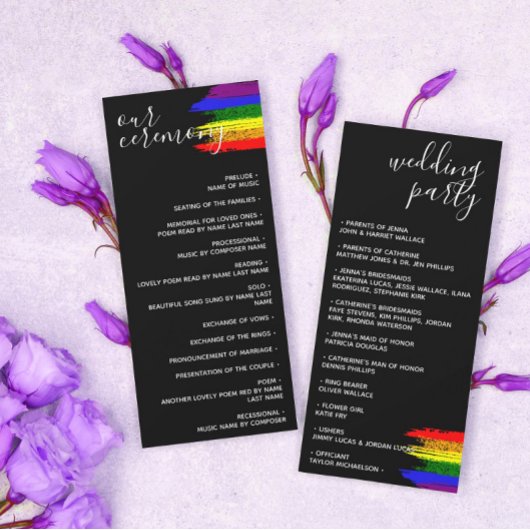 LGBT-Hochzeit mit schwarzem Paint Strokes Pride Fl