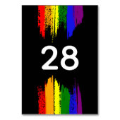 LGBT-Hochzeit mit schwarzem Paint Strokes Pride Fl Tischnummer (Vorderseite)