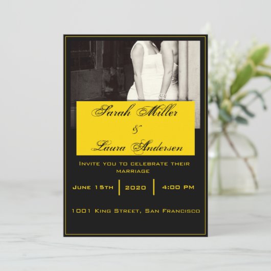 LGBT Hochzeits-Einladung Einladung (Stehend Vorderseite)