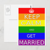 LGBT - Homosexuelle Ehe Behalte Ruhe und wird Verh Postkarte (Vorne/Hinten)