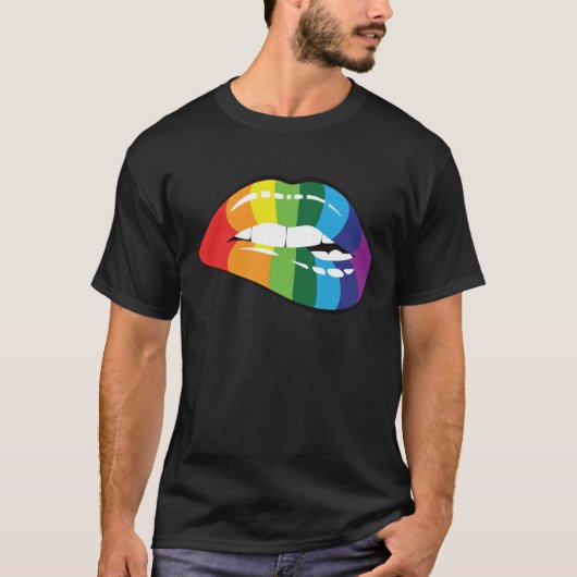 LGBT Human Rights, LGBT PRIDE Rainbow Lips Gay Les T-Shirt (Vorderseite)
