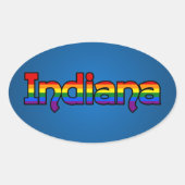 LGBT Indiana Rainbow text Oval Sticker (Vorderseite)