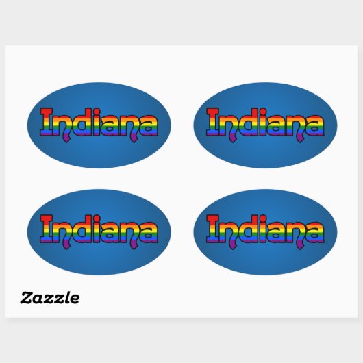 LGBT Indiana Rainbow text Oval Sticker (Blatt)