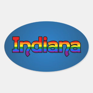 LGBT Indiana Regenbogen-Text Oval-Aufkleber Ovaler Aufkleber