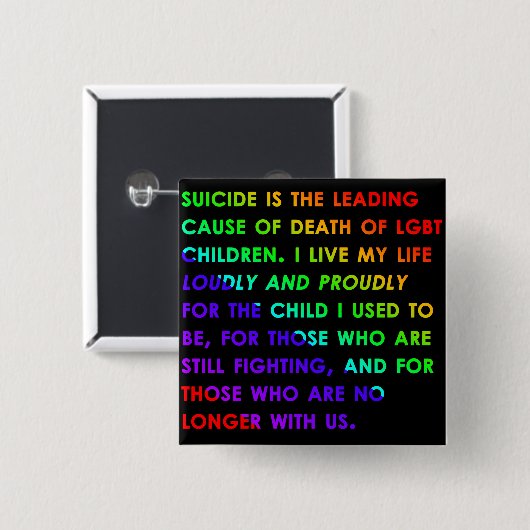 LGBT Jugend-Selbstmord Button (Vorne & Hinten)