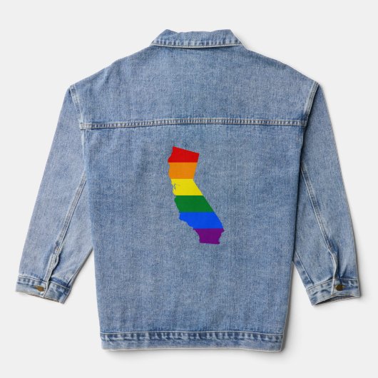 LGBT Kalifornien, US-Staatsflaggenkarte Jeansjacke (Rückseite)