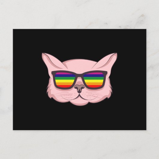 LGBT-Katze mit Sonnenbrille LGBT-Pride Monat LGBTQ Postkarte (Vorderseite)