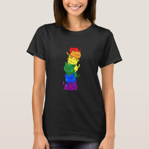 LGBT-Katzen-Stack-Regenbogen-Schwulenstolz Für Kat T-Shirt