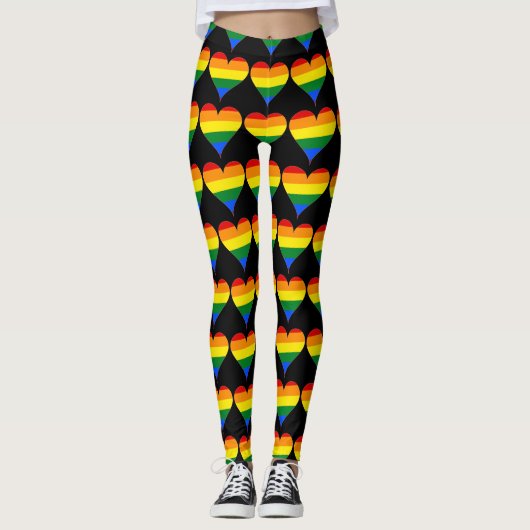 LGBT-Leggings mit Rainbow-Herzmuster Leggings (Vorderseite)