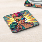 LGBT Lesbian Mohawk Pop Uppercut Art Getränkeuntersetzer (Linke Seite)