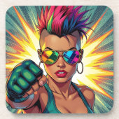 LGBT Lesbian Mohawk Pop Uppercut Art Getränkeuntersetzer (Vorderseite)
