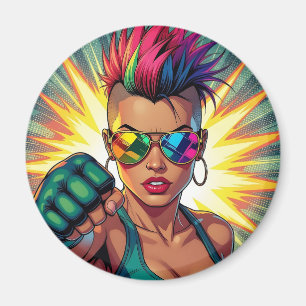 LGBT Lesbian Mohawk Pop Uppercut Art Magnet