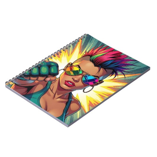 LGBT Lesbian Mohawk Pop Uppercut Art Notizblock (Linke Seite)