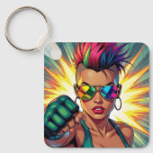 LGBT Lesbian Mohawk Pop Uppercut Art Schlüsselanhänger (Vorderseite)