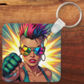 LGBT Lesbian Mohawk Pop Uppercut Art Schlüsselanhänger (Rückseite)