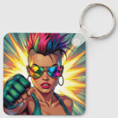 LGBT Lesbian Mohawk Pop Uppercut Art Schlüsselanhänger (Rückseite)