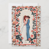 LGBT Lesbisch Hochzeitsmosaik Tile Floral Einladung (Rückseite)