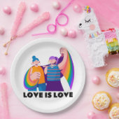 LGBT Lesbische Liebe ist Liebe Pride Girls Illustr Pappteller (Party)