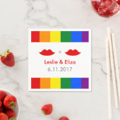 LGBT Lesbische Lippen-Rainbow-Hochzeit Serviette (Beispiel)