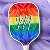 LGBT LGBTQ Rainbow Flag Regenbogenstreifen Monogra Pickleball Schläger